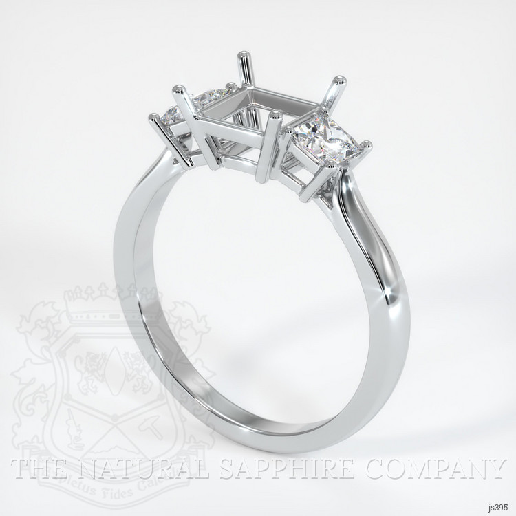 18K White Gold Three Stone Ring Setting