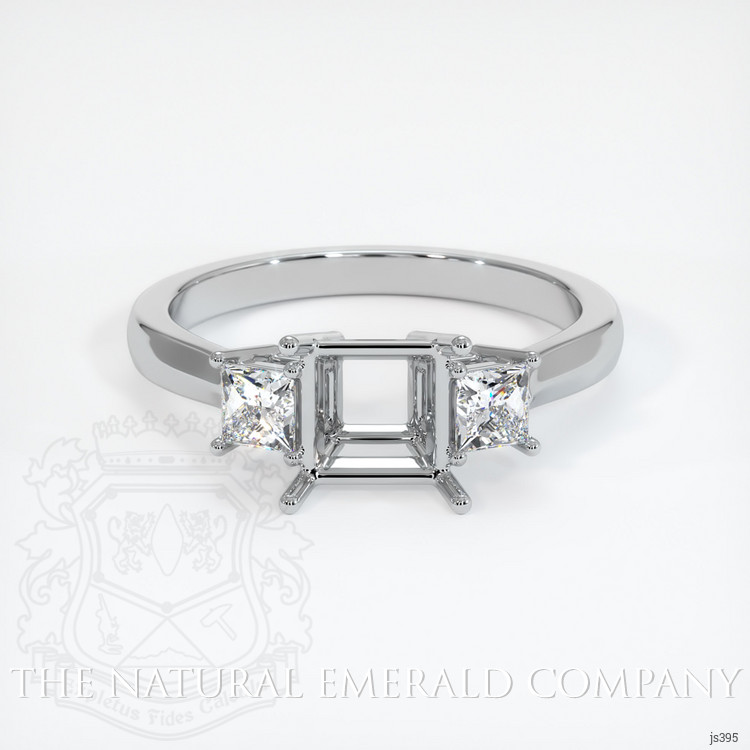 18K White Gold Three Stone Ring Setting