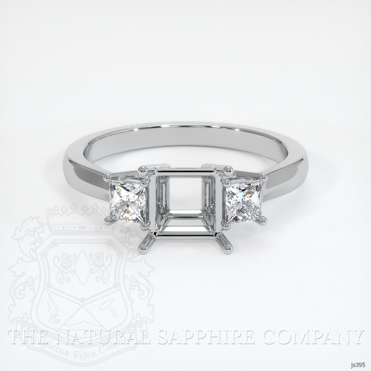 18K White Gold Three Stone Ring Setting