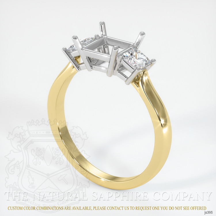 14K White & Yellow Three Stone Ring Setting