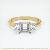14K White & Yellow Three Stone Ring Setting Image