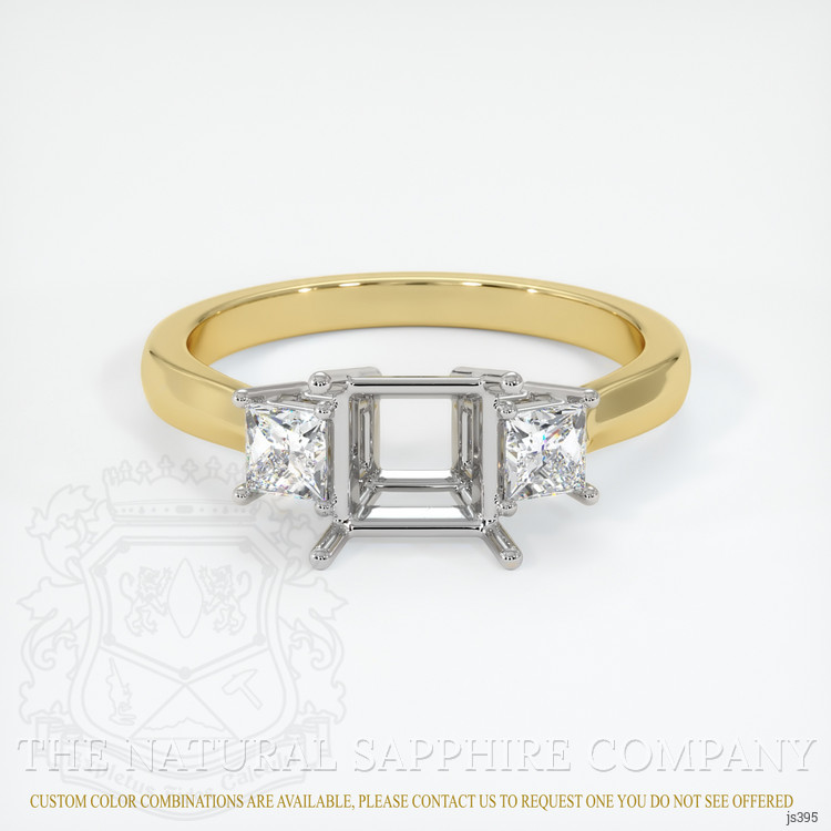 14K White & Yellow Three Stone Ring Setting
