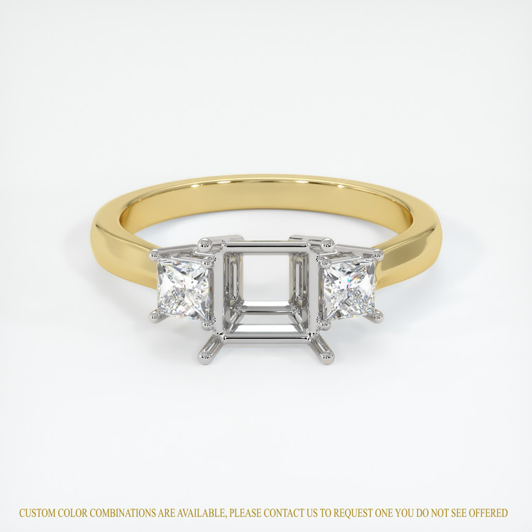 14K White & Yellow Three Stone Ring Setting