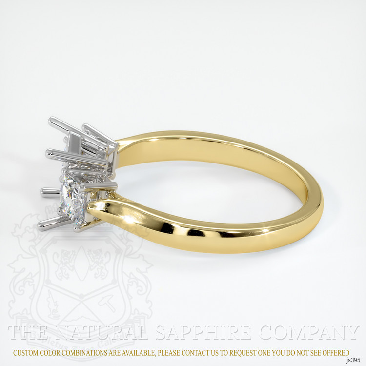 14K White & Yellow Three Stone Ring Setting