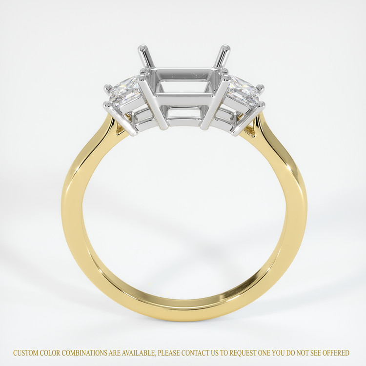 14K White & Yellow Three Stone Ring Setting