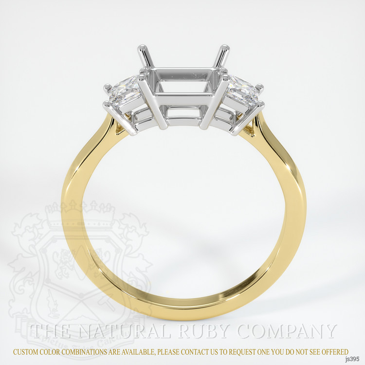 14K White & Yellow Three Stone Ring Setting