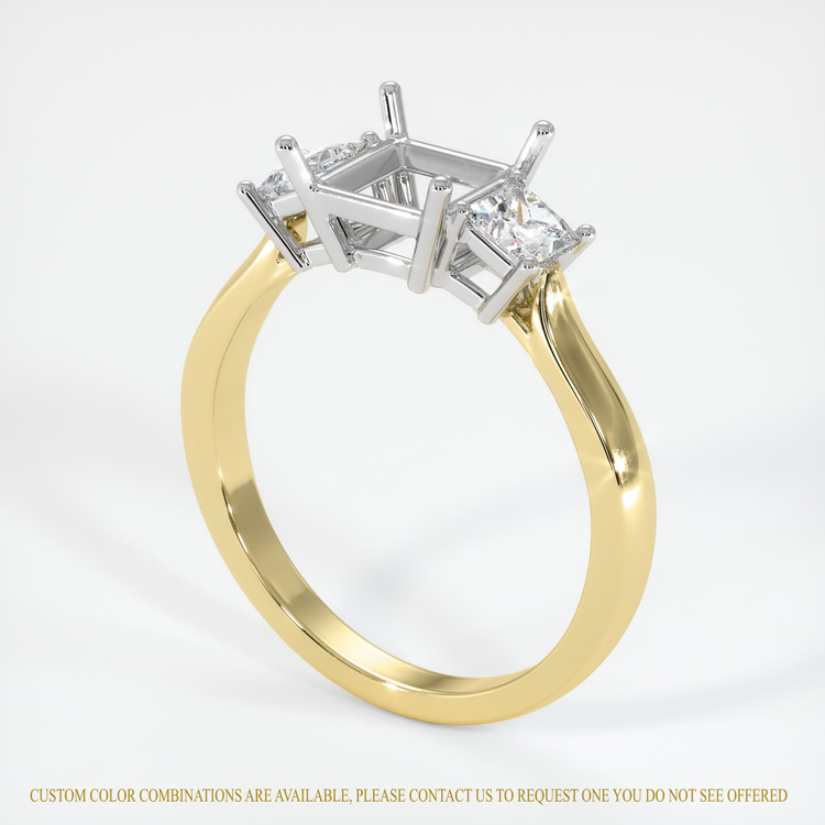 18K White & Yellow Three Stone Ring Setting