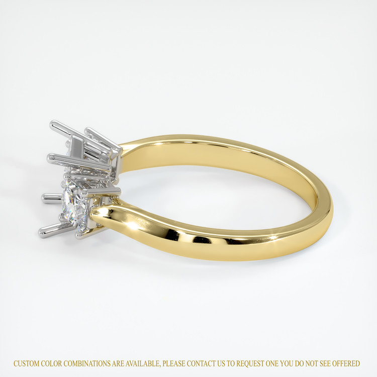 18K White & Yellow Three Stone Ring Setting