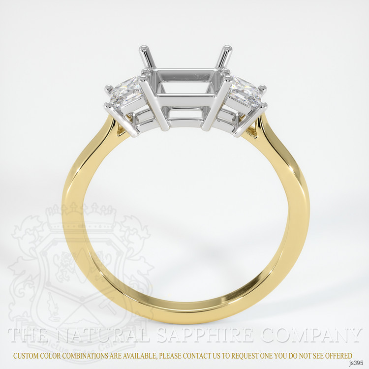 18K White & Yellow Three Stone Ring Setting