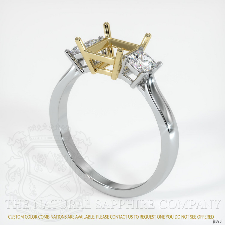 14K Yellow & White Three Stone Ring Setting