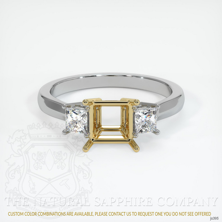 14K Yellow & White Three Stone Ring Setting