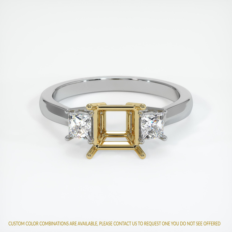 14K Yellow & White Three Stone Ring Setting