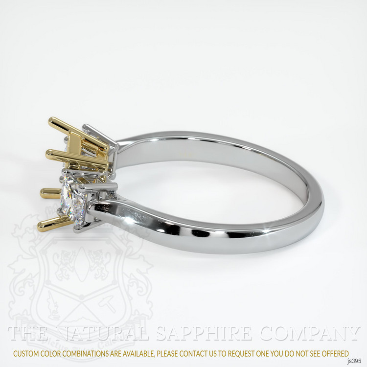 14K Yellow & White Three Stone Ring Setting