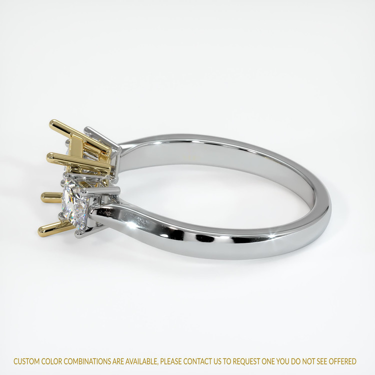 14K Yellow & White Three Stone Ring Setting