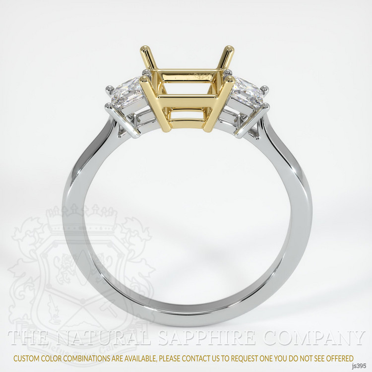 14K Yellow & White Three Stone Ring Setting