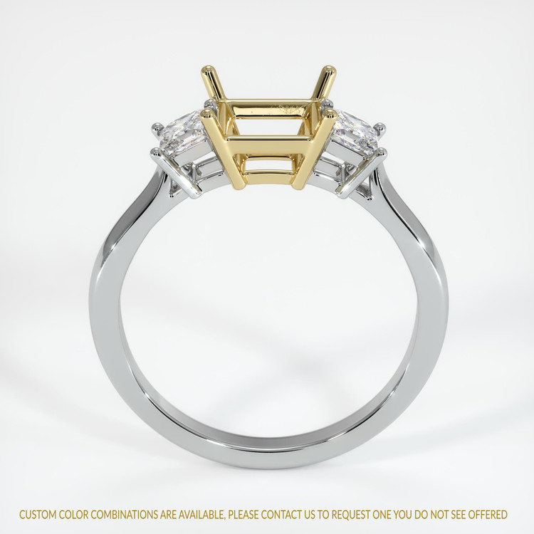 14K Yellow & White Three Stone Ring Setting