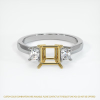 18K Yellow & White Three Stone Ring Setting Image