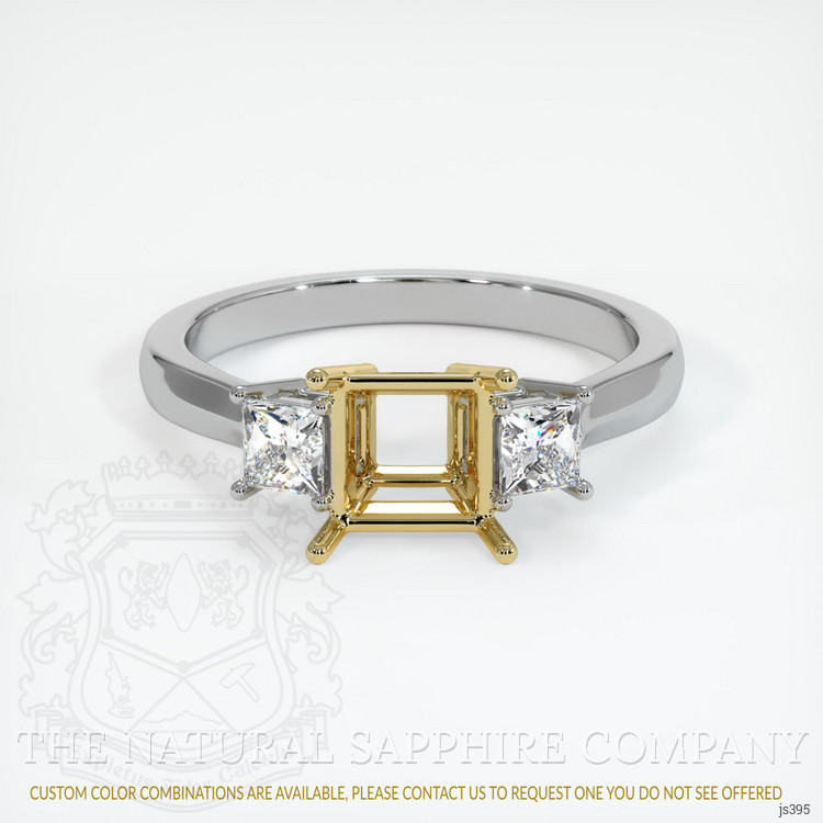 18K Yellow & White Three Stone Ring Setting