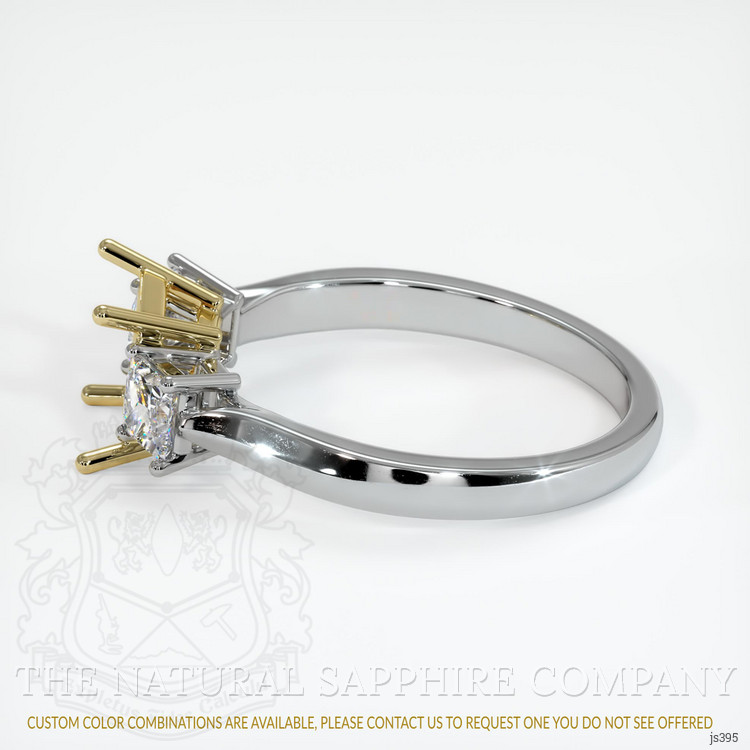 18K Yellow & White Three Stone Ring Setting
