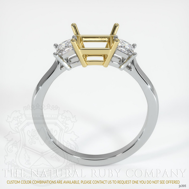 18K Yellow & White Three Stone Ring Setting