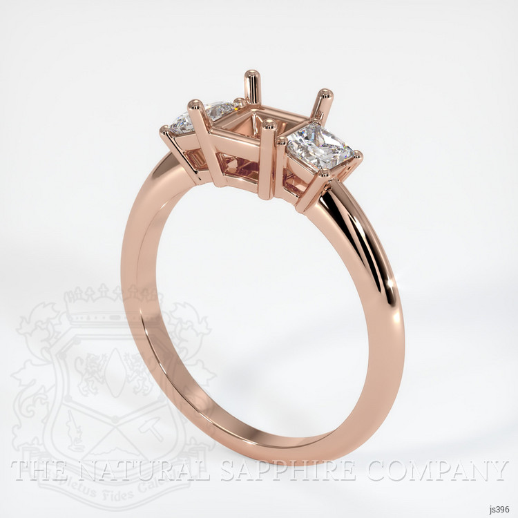 14K Rose Gold Three Stone Ring Setting