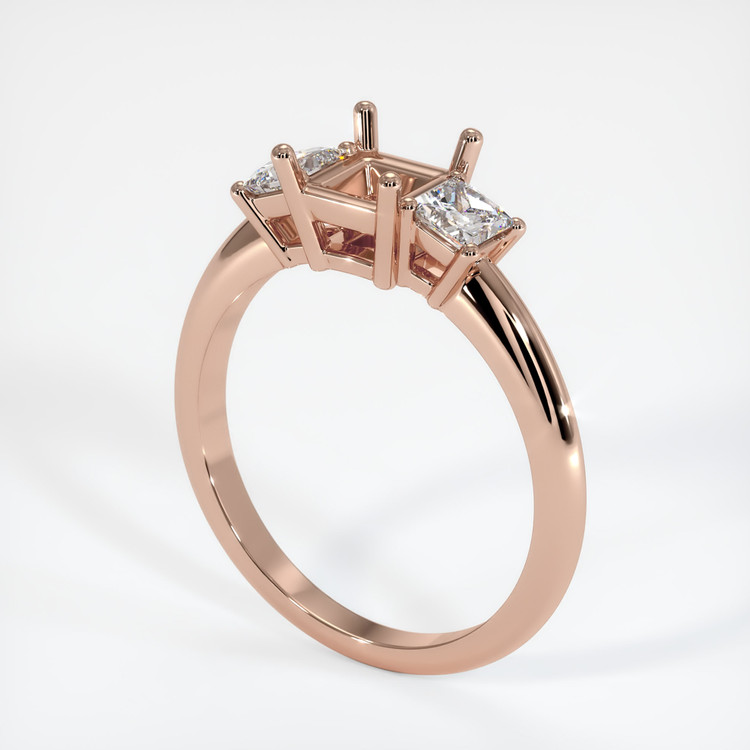 14K Rose Gold Three Stone Ring Setting
