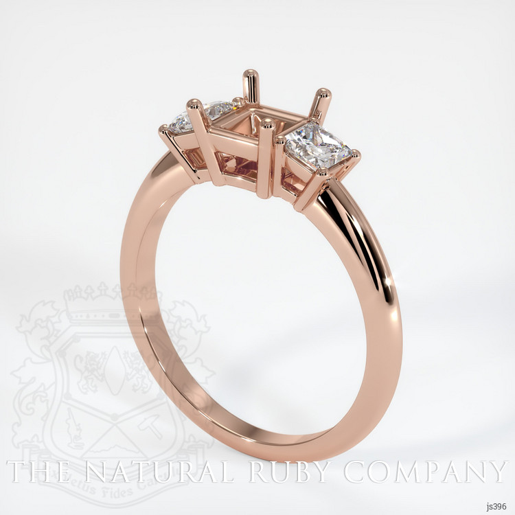 14K Rose Gold Three Stone Ring Setting