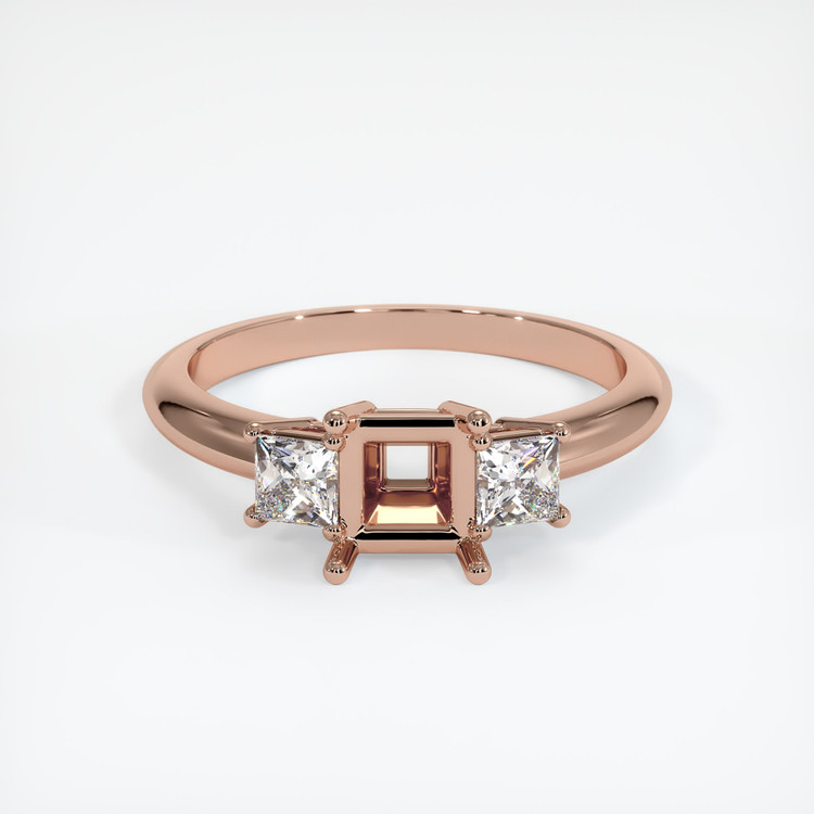 14K Rose Gold Three Stone Ring Setting