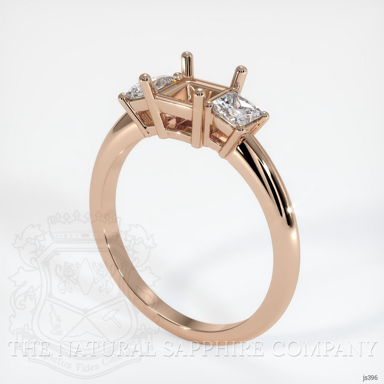 18K Rose Gold Three Stone Ring Setting