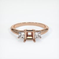 18K Rose Gold Three Stone Ring Setting Image