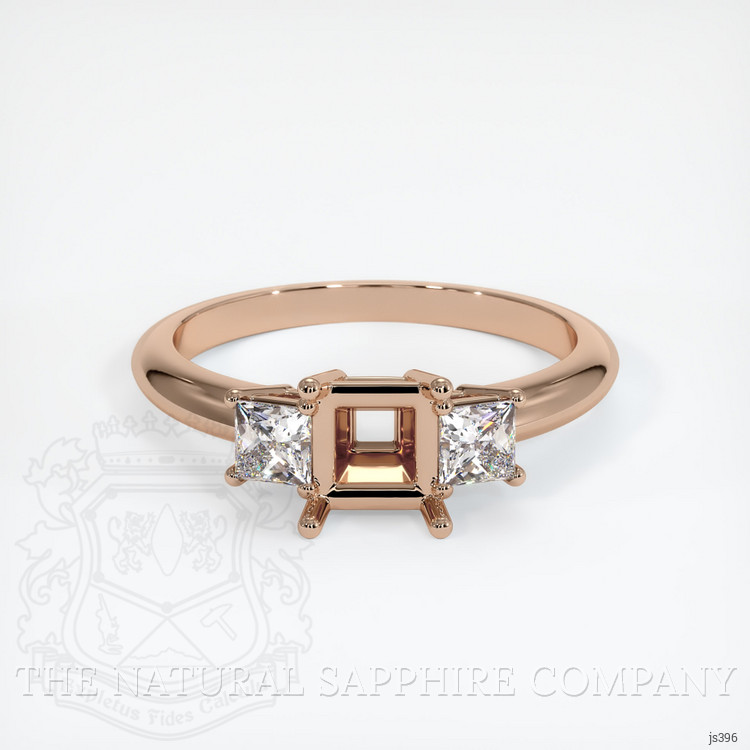 18K Rose Gold Three Stone Ring Setting