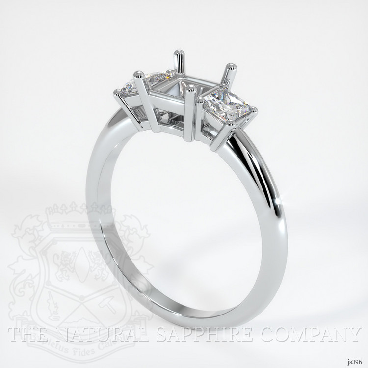 14K White Gold Three Stone Ring Setting