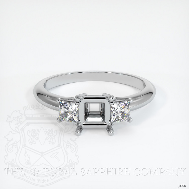 14K White Gold Three Stone Ring Setting
