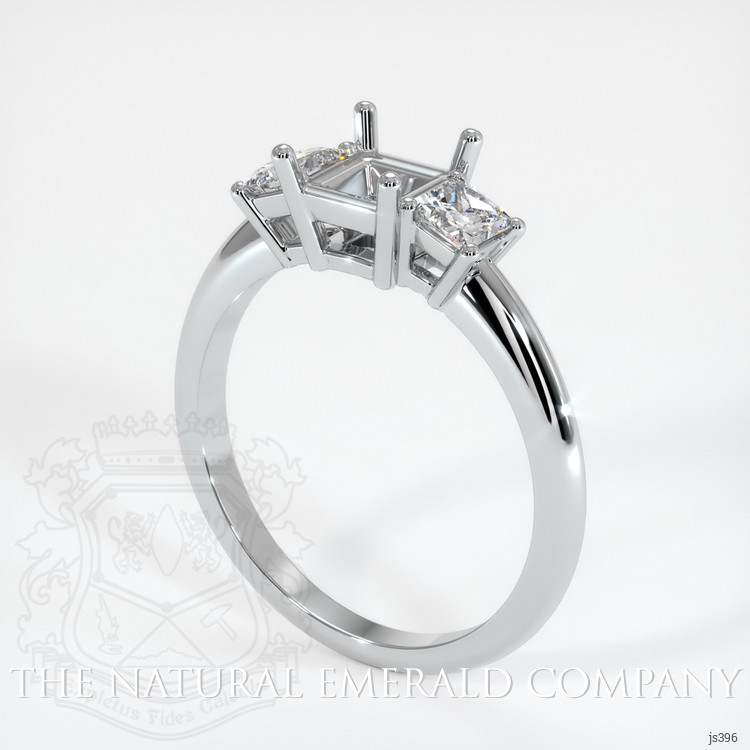 18K White Gold Three Stone Ring Setting