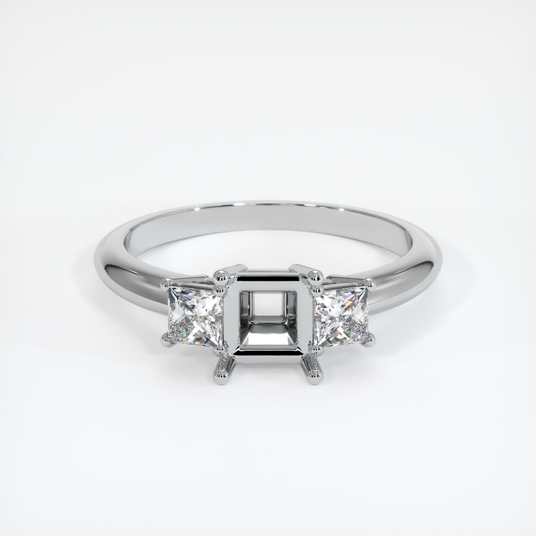 18K White Gold Three Stone Ring Setting