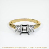 14K White & Yellow Three Stone Ring Setting Image