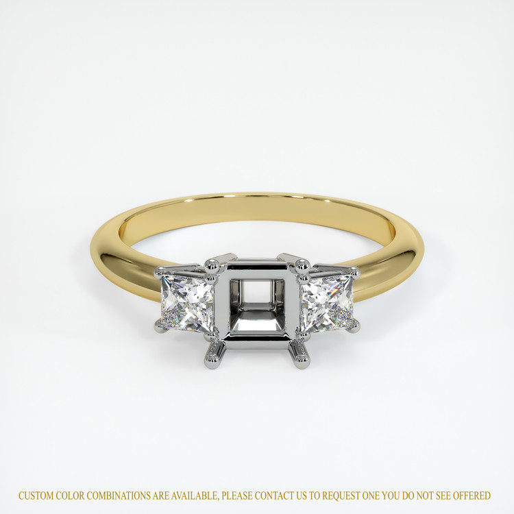 14K White & Yellow Three Stone Ring Setting