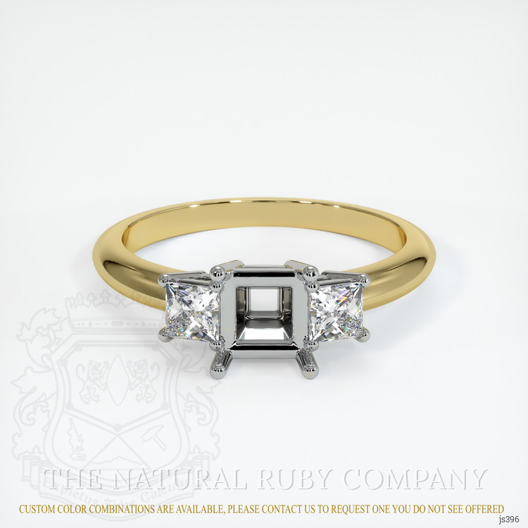 14K White & Yellow Three Stone Ring Setting