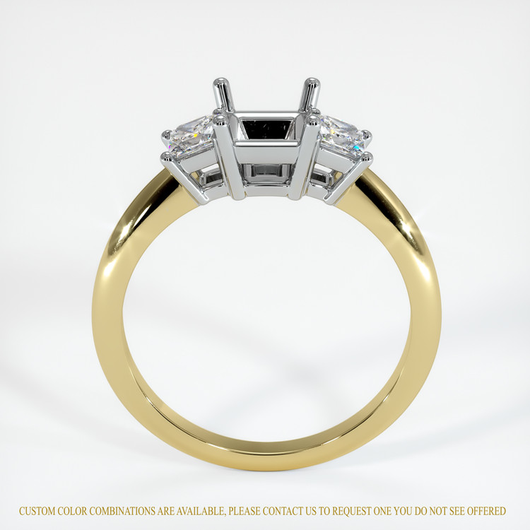 14K White & Yellow Three Stone Ring Setting