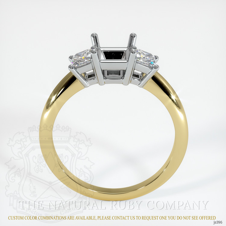14K White & Yellow Three Stone Ring Setting