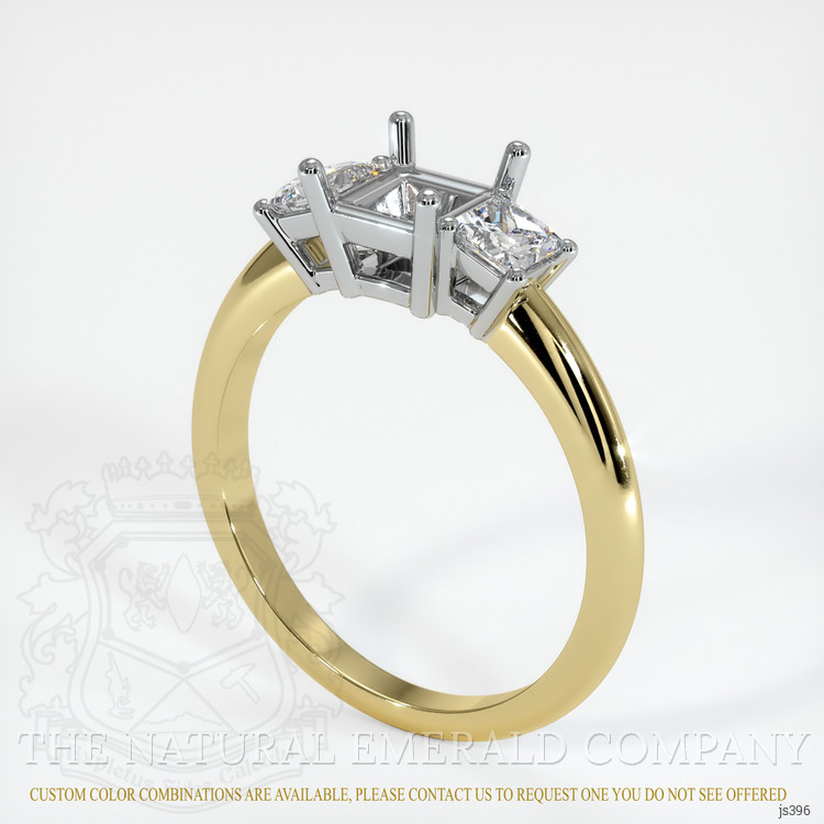 18K White & Yellow Three Stone Ring Setting