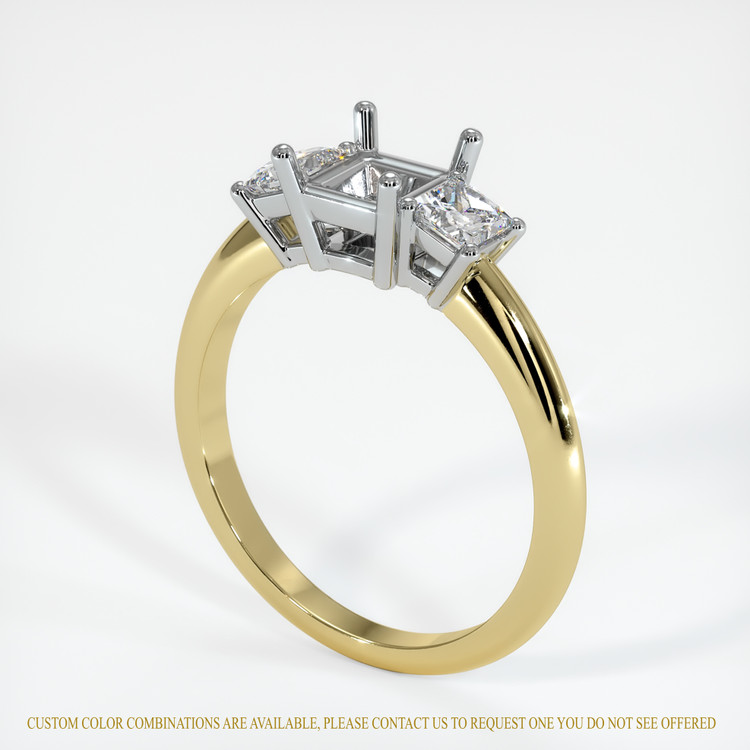 18K White & Yellow Three Stone Ring Setting