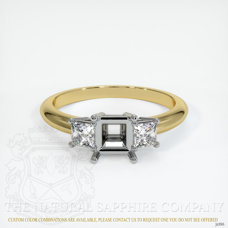 18K White & Yellow Three Stone Ring Setting