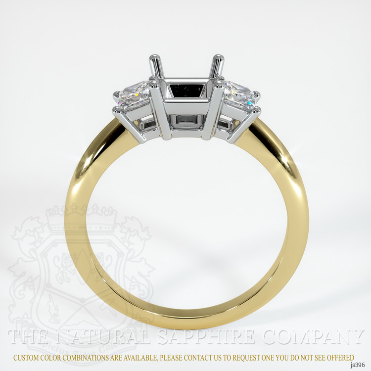 18K White & Yellow Three Stone Ring Setting