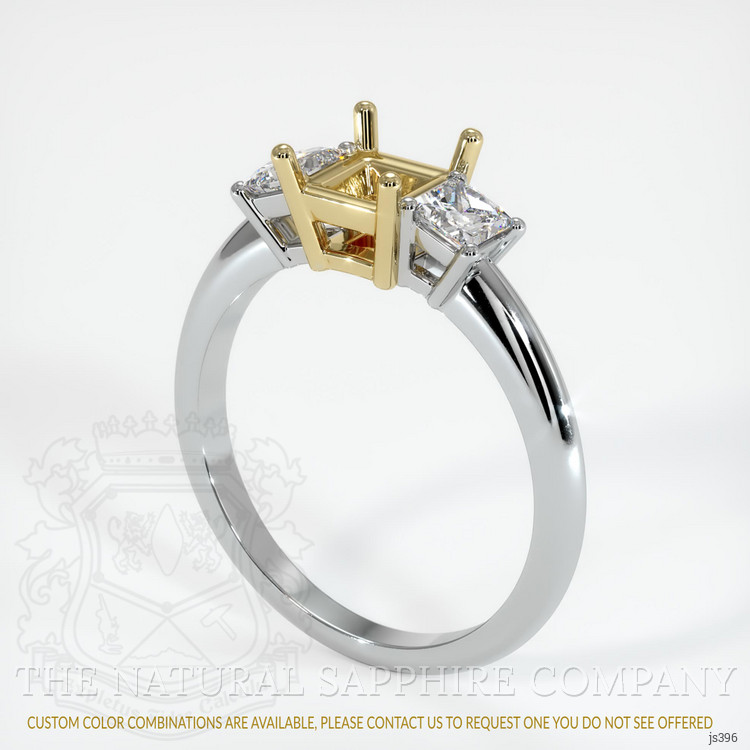 14K Yellow & White Three Stone Ring Setting