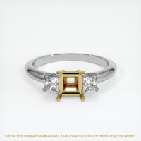 14K Yellow & White Three Stone Ring Setting Image
