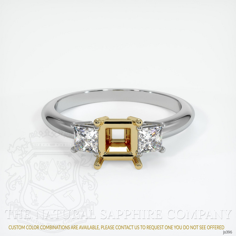 14K Yellow & White Three Stone Ring Setting