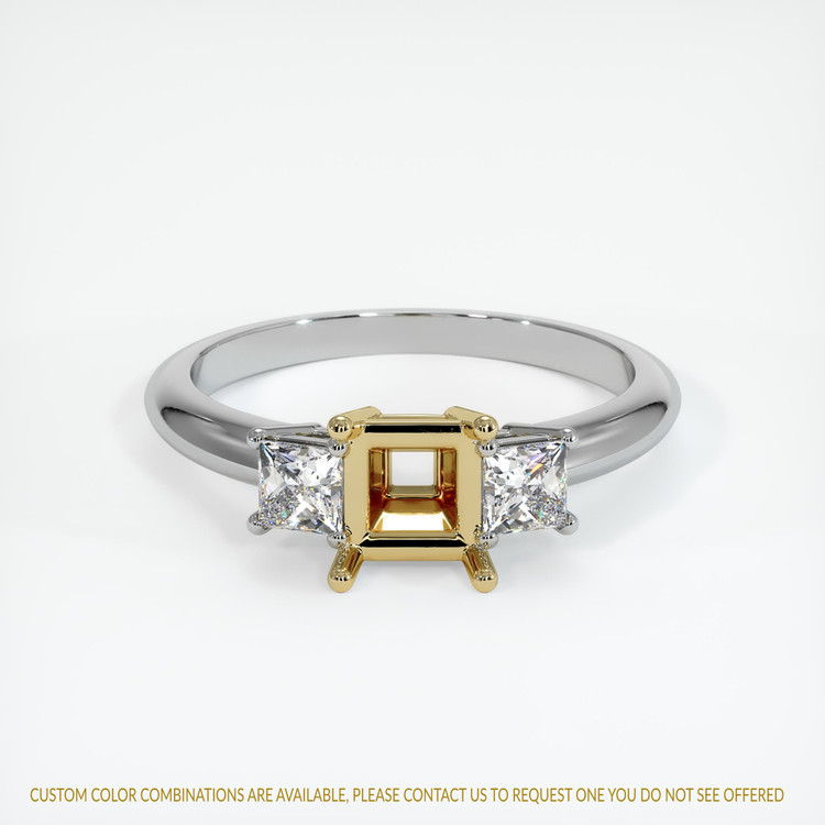 14K Yellow & White Three Stone Ring Setting