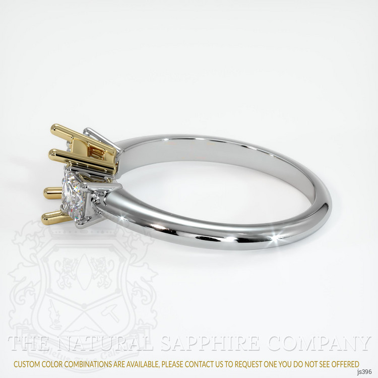 14K Yellow & White Three Stone Ring Setting