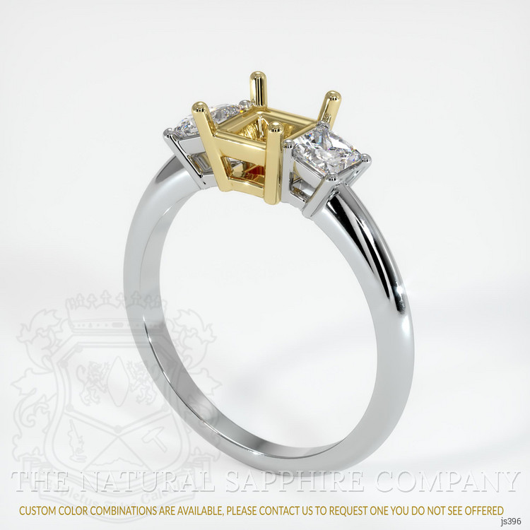 18K Yellow & White Three Stone Ring Setting